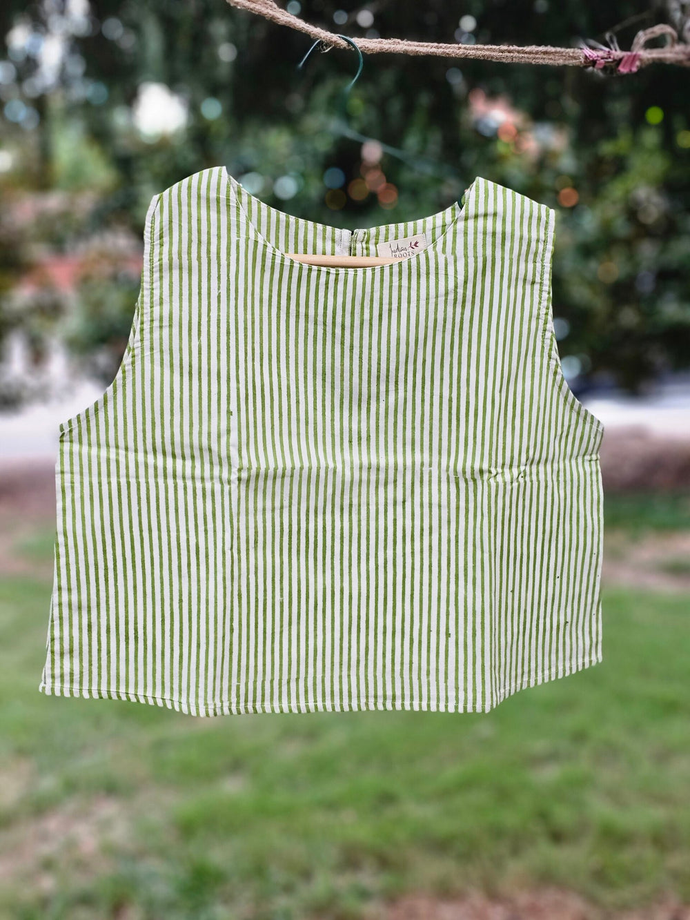 Green Stripe Crop Top