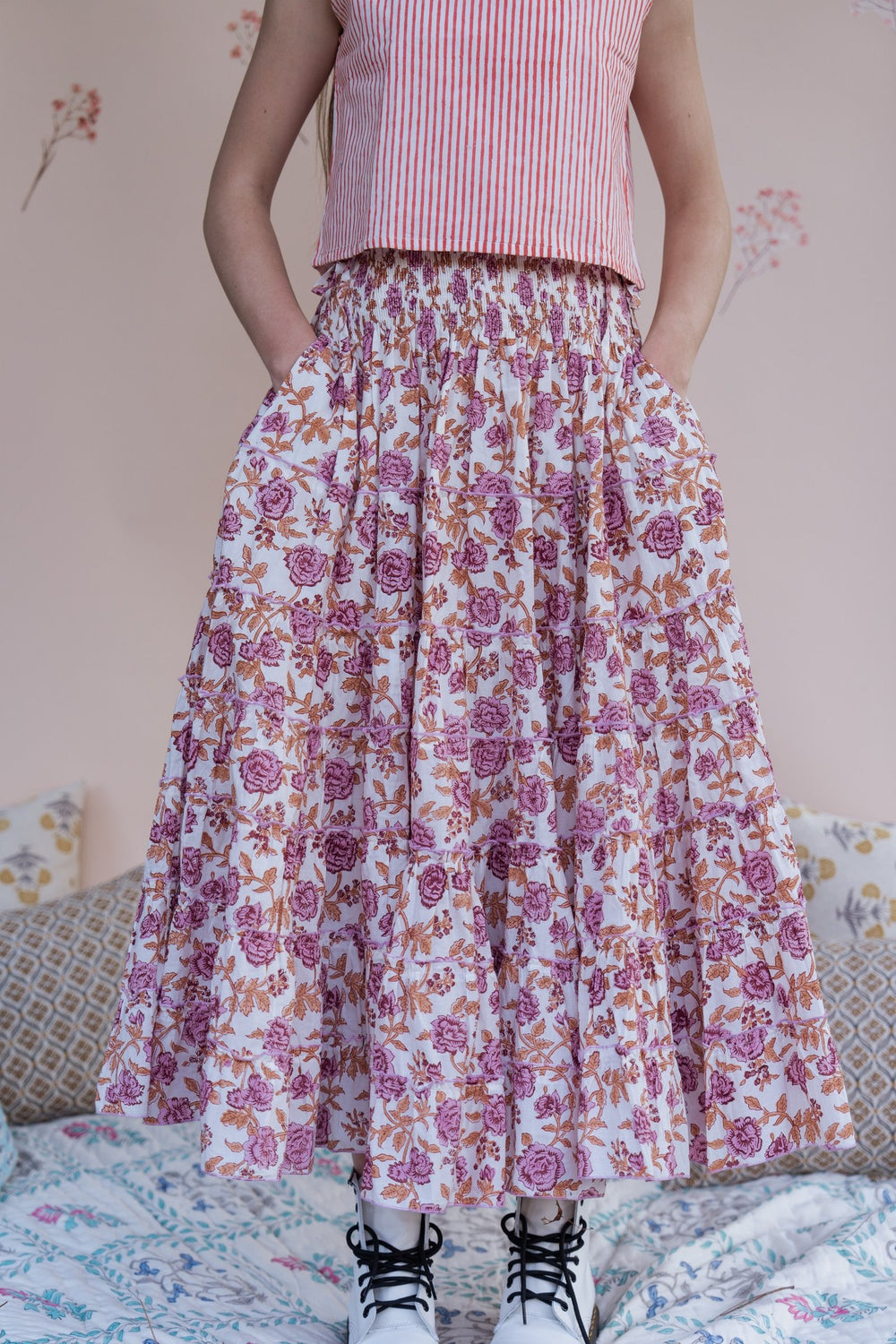 Gulnaar Smocked Tiered Skirt