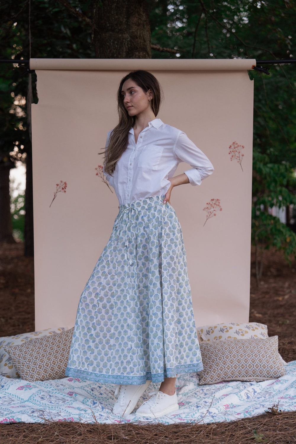 Neela Buti Paneled Skirt