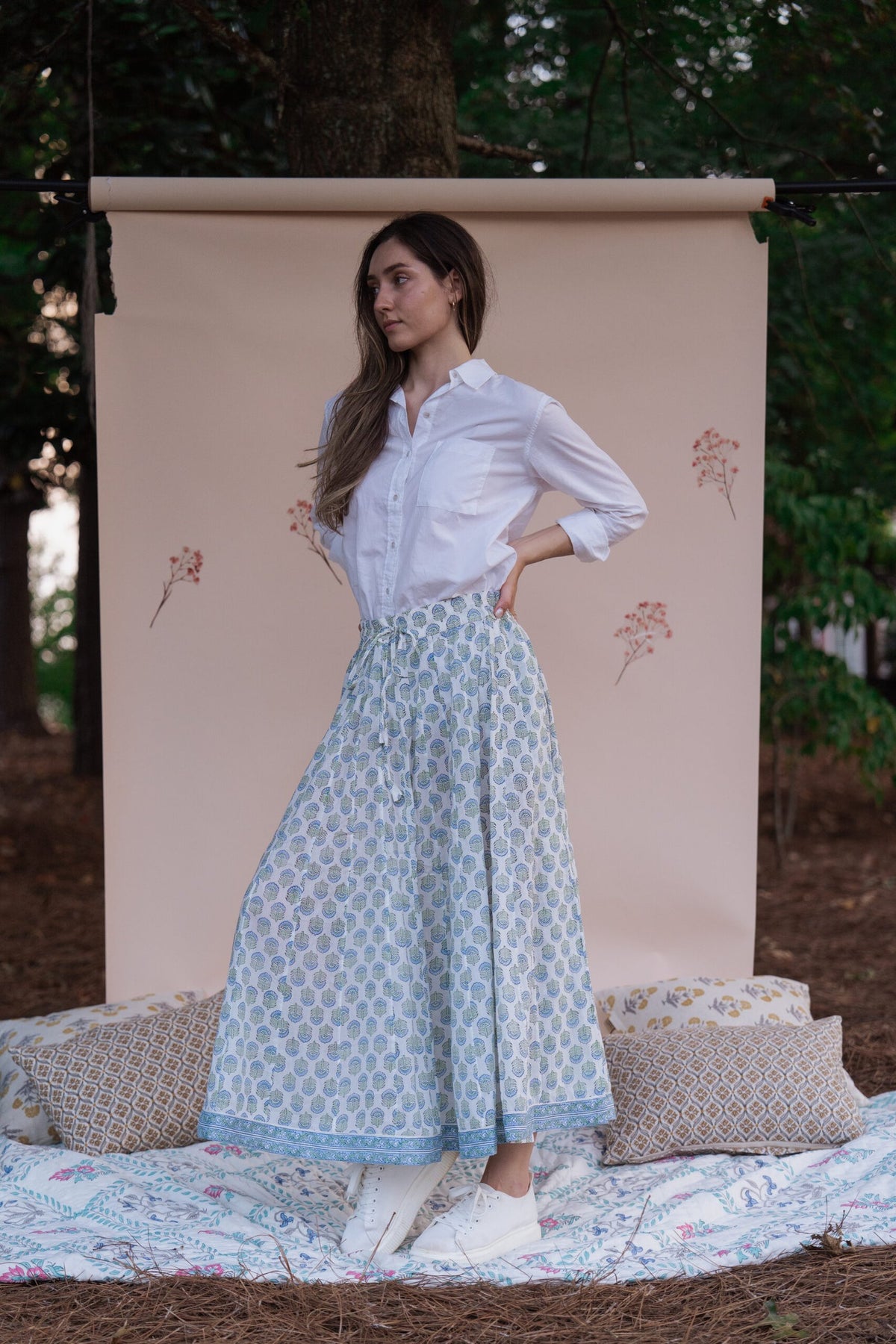 Neela Buti Paneled Skirt