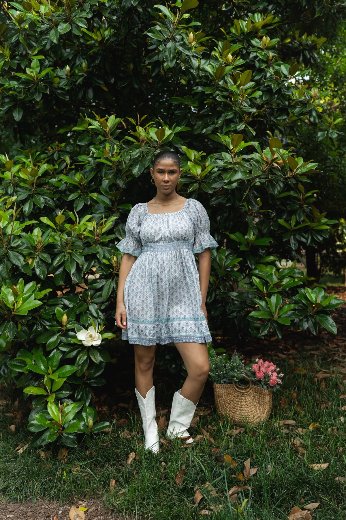 Lavender Bloom Mini Hand-Block Printed Dress