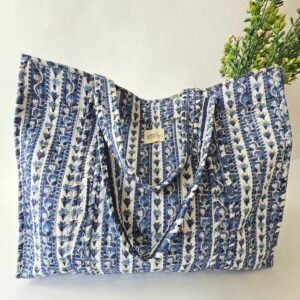 Hand Block Printed Tote Bag~Blue