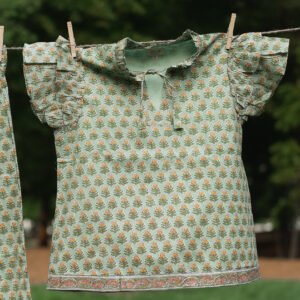 Hand-block printed Green Cotton Top