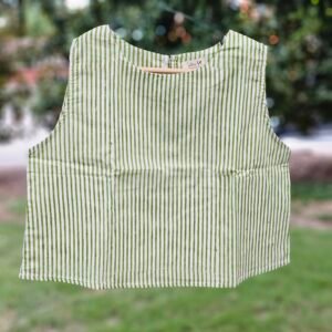 Green Stripe Crop Top