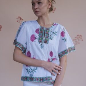 Gulab Bagh Top -Hand-Block Printed Cotton Top