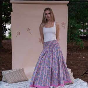 Gulnaar Vine Smocked Midi Skirt